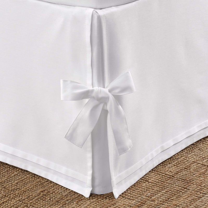 Laura Ashley - Twin Bedskirt, Smooth Cotton Sateen Bedding, Corner Tied Tailored, Dorm Essentials, Oeko-Tex Certified (White) - Image 2